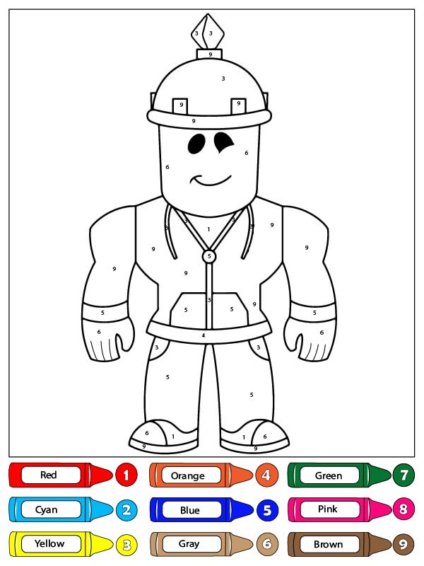 Coloriage par numéro de Roblox souriant