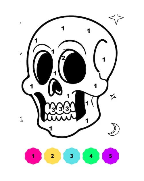 Crâne en sucre drôle Coloriage Magique