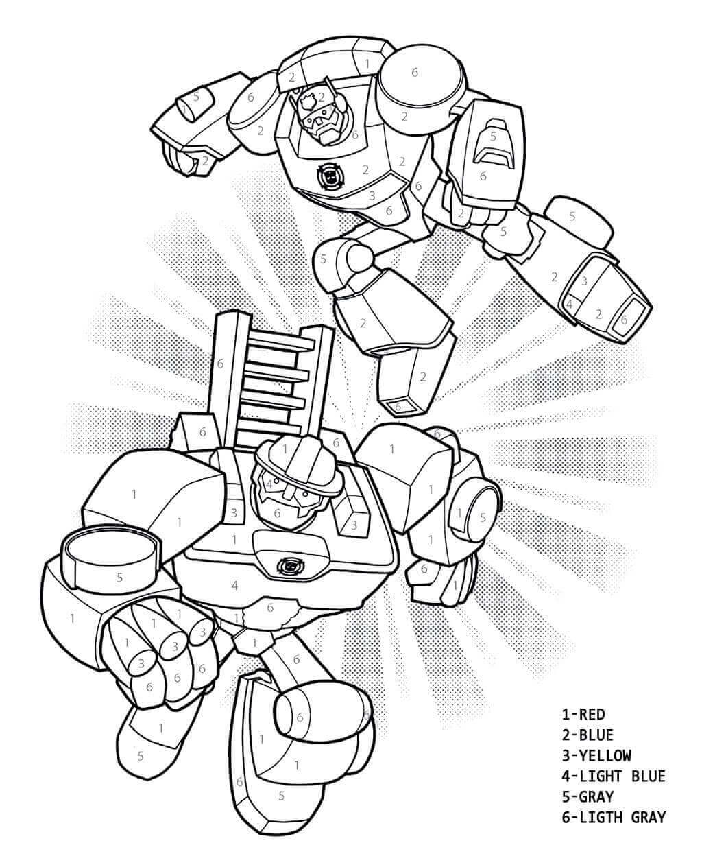Deux robots dans Transformers Coloriage magique