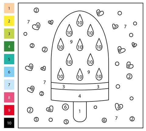 Glace aux fruits coloriage magique