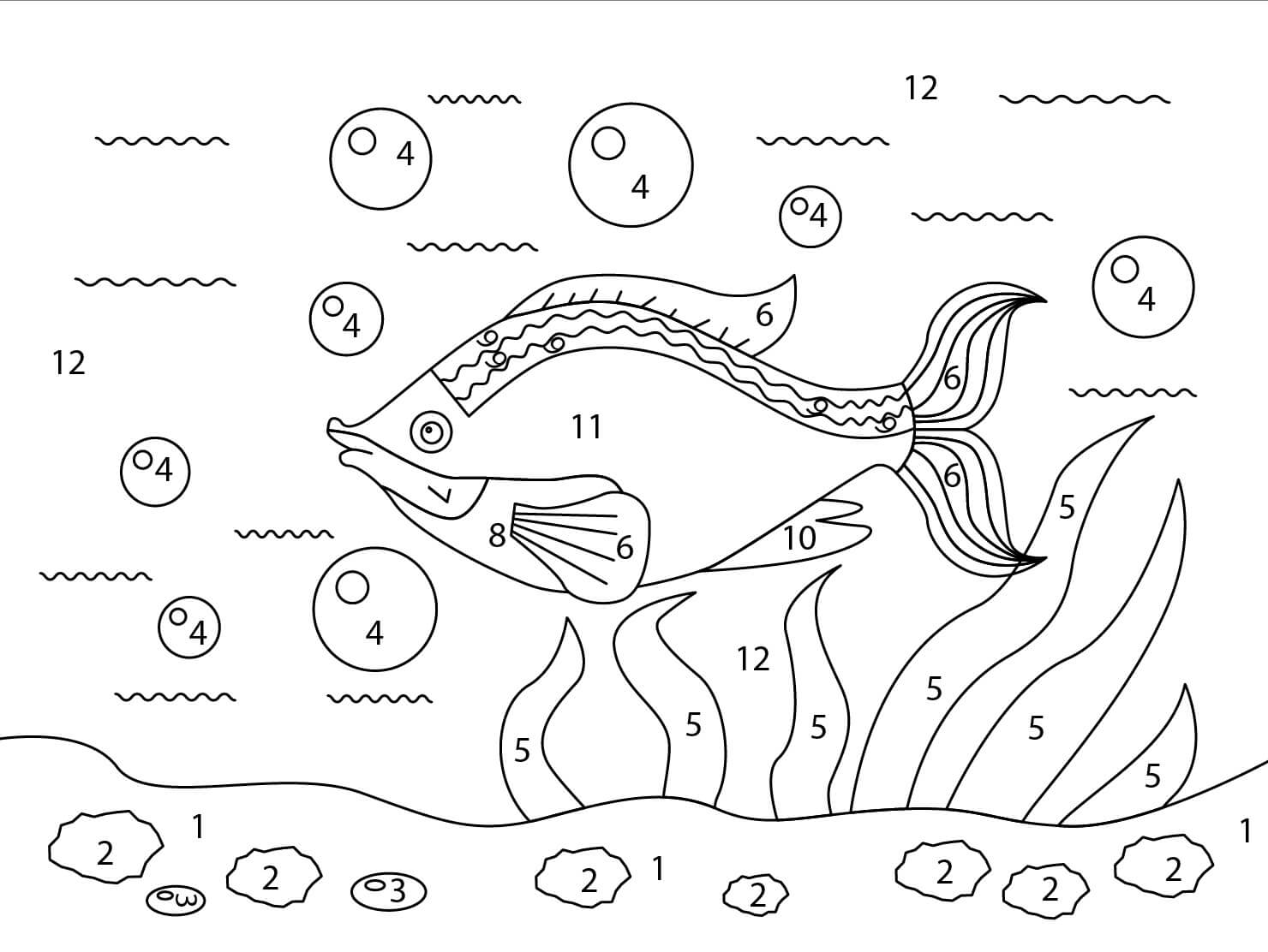 Coloriage Magique Poisson arc-en-ciel