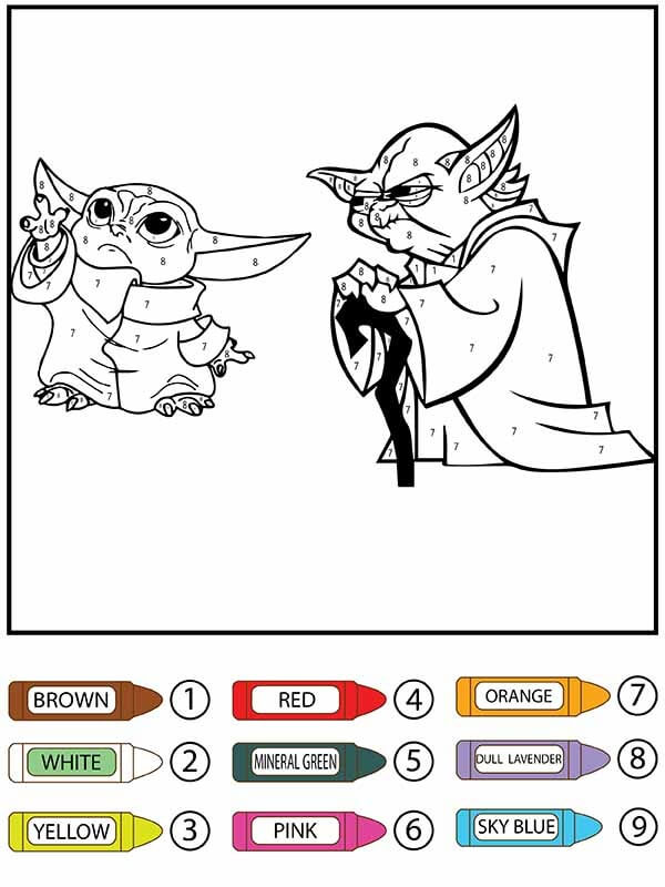 Grogu et Bébé Yoda Coloriage magique