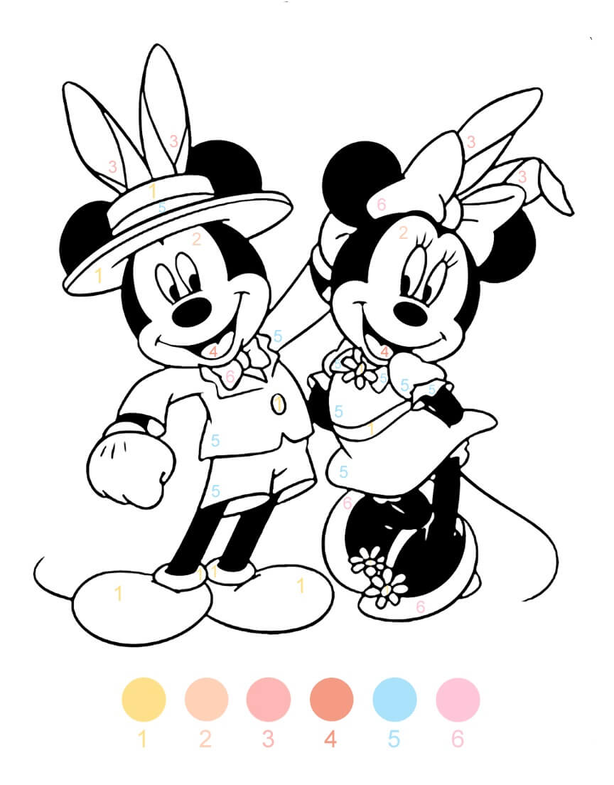 Mickey et Minnie Mouse coloriage magique