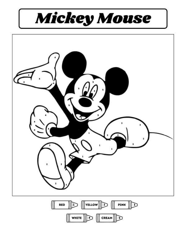 Mickey Mouse en train de courir coloriage magique