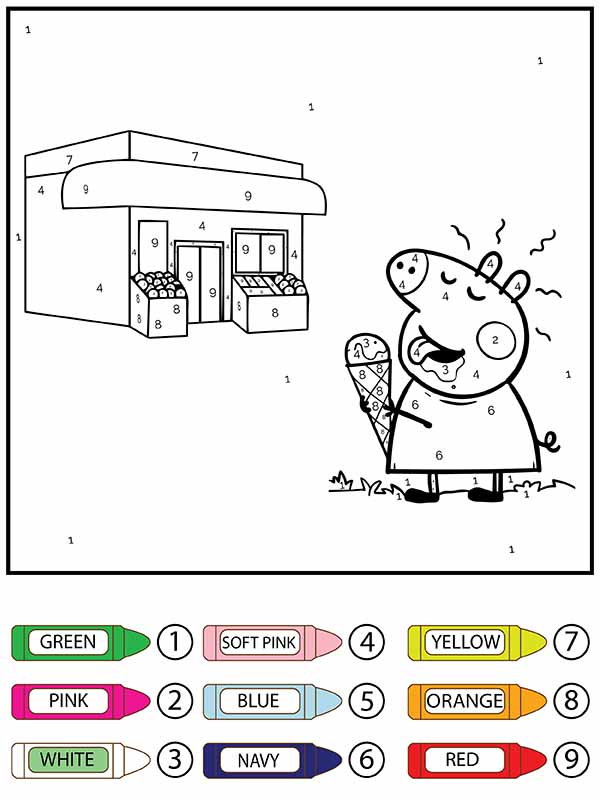 Peppa Pig mange de la glace coloriage magique