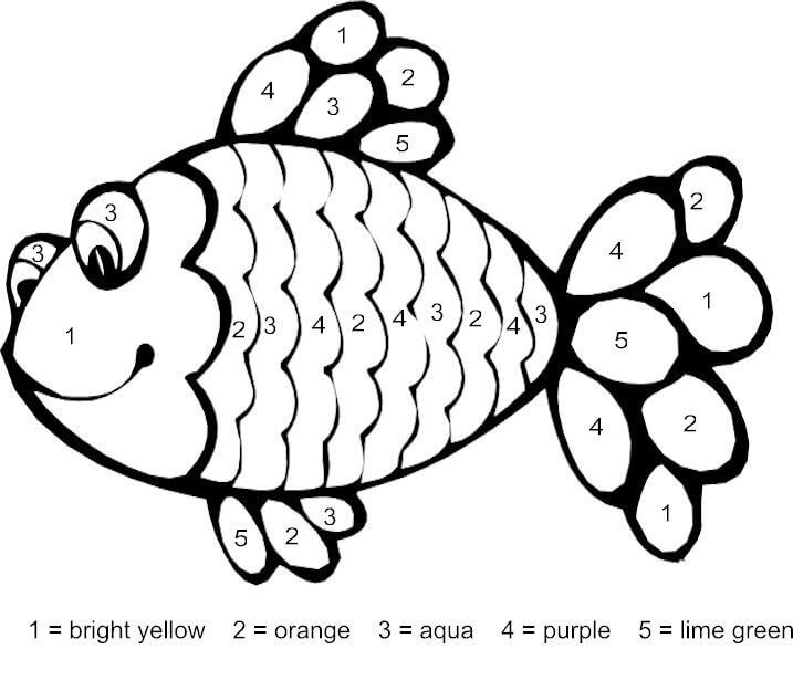 Poisson arc-en-ciel simple Coloriage magique