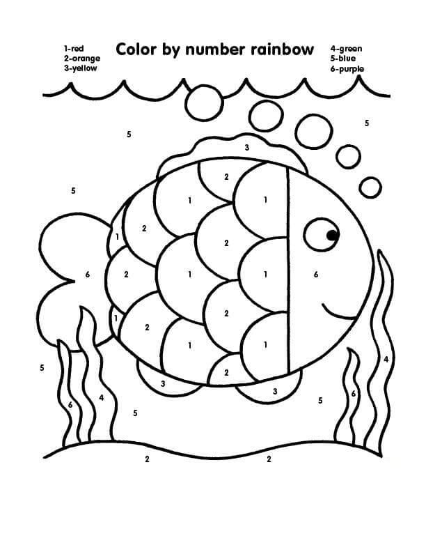 Poisson arc-en-ciel souriant Coloriage magique