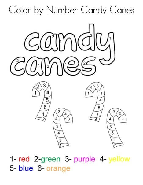 Quatre cannes de bonbon Coloriage magique
