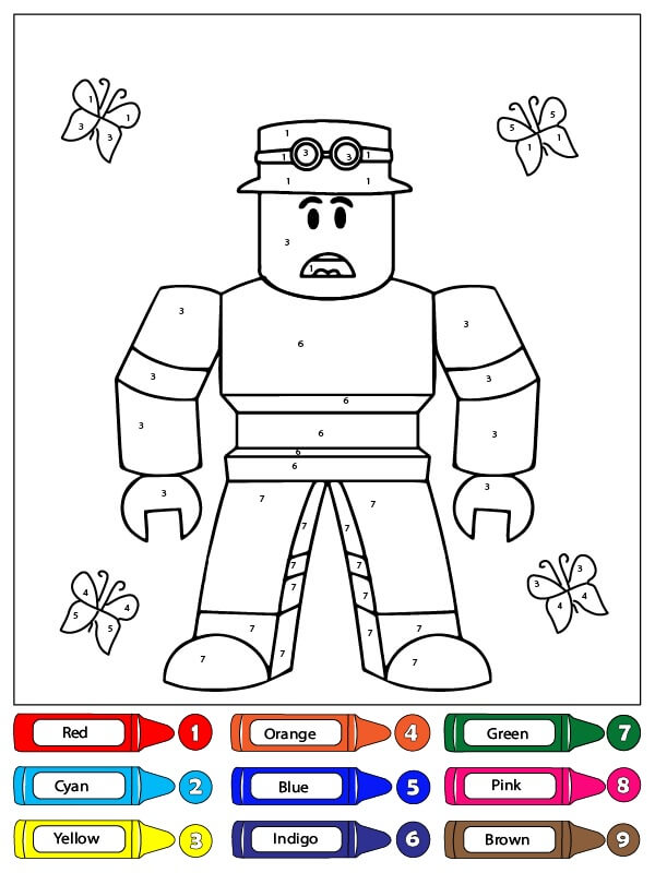 Roblox avec des papillons Coloriage magique