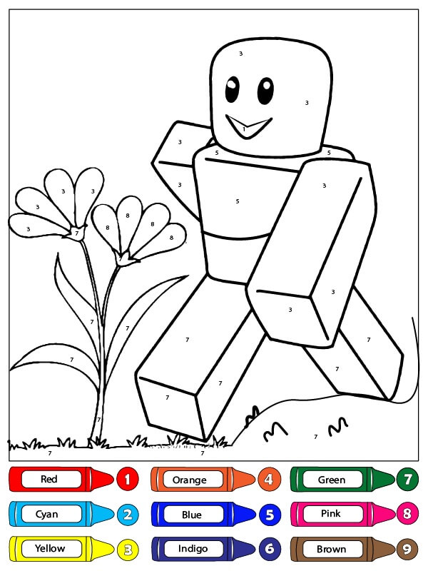 Roblox avec fleurs Coloriage magique