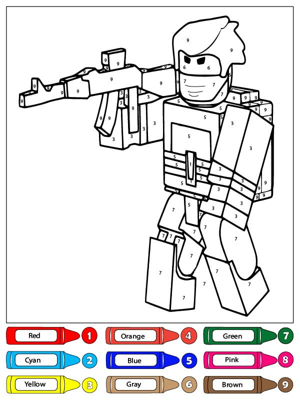 Roblox tenant un pistolet Coloriage magique