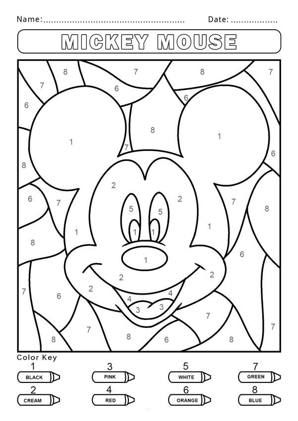 Visage amusant de Mickey Mouse coloriage magique