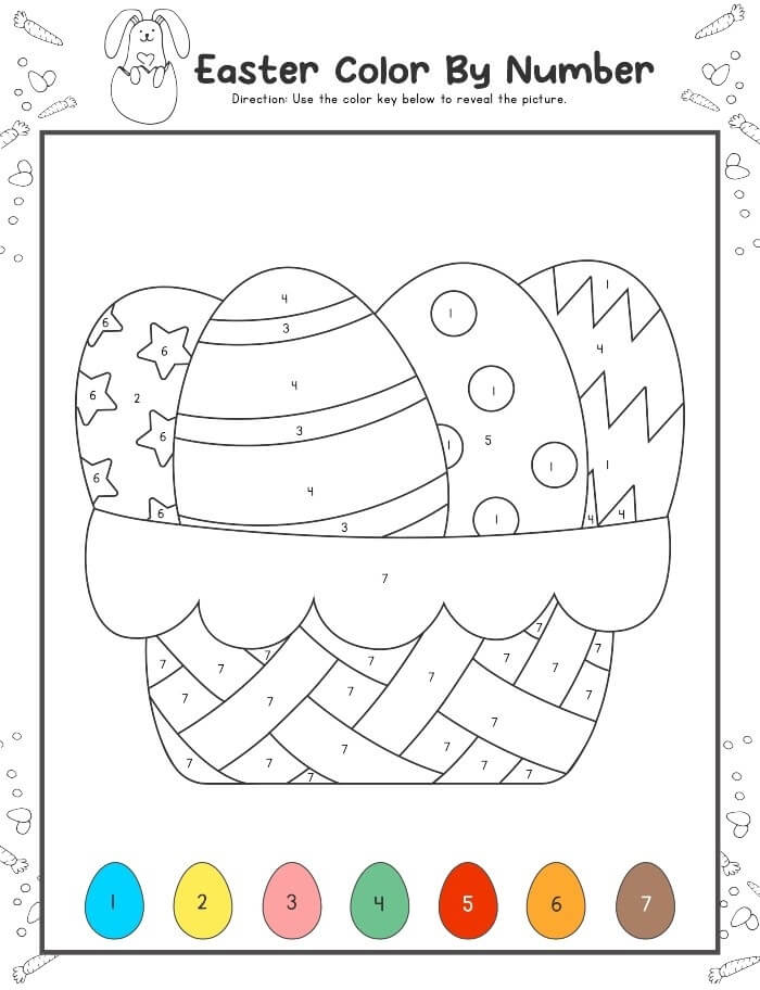 Bon panier de Pâques Coloriage magique