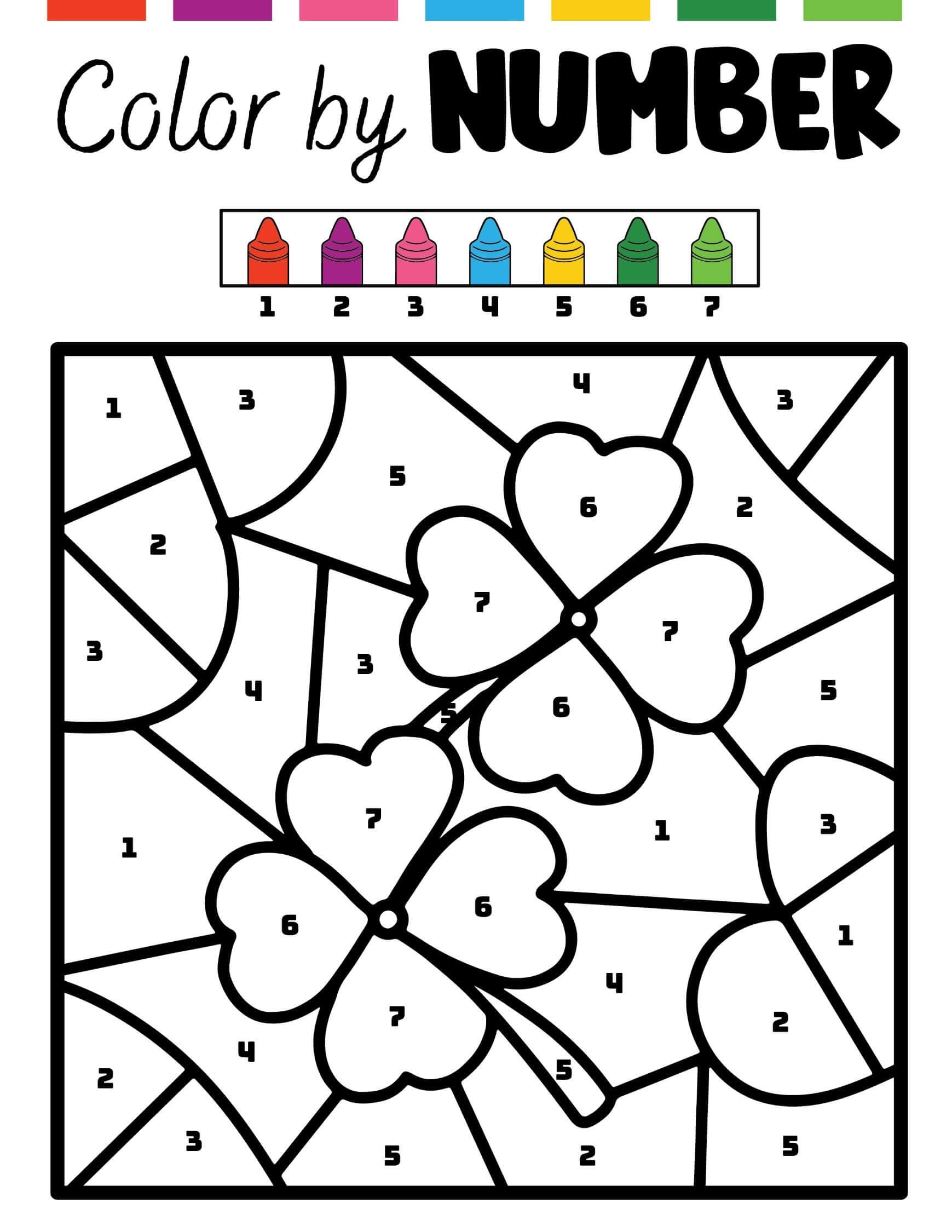 Coloriage numéroté de deux feuilles pour la Saint-Patrick