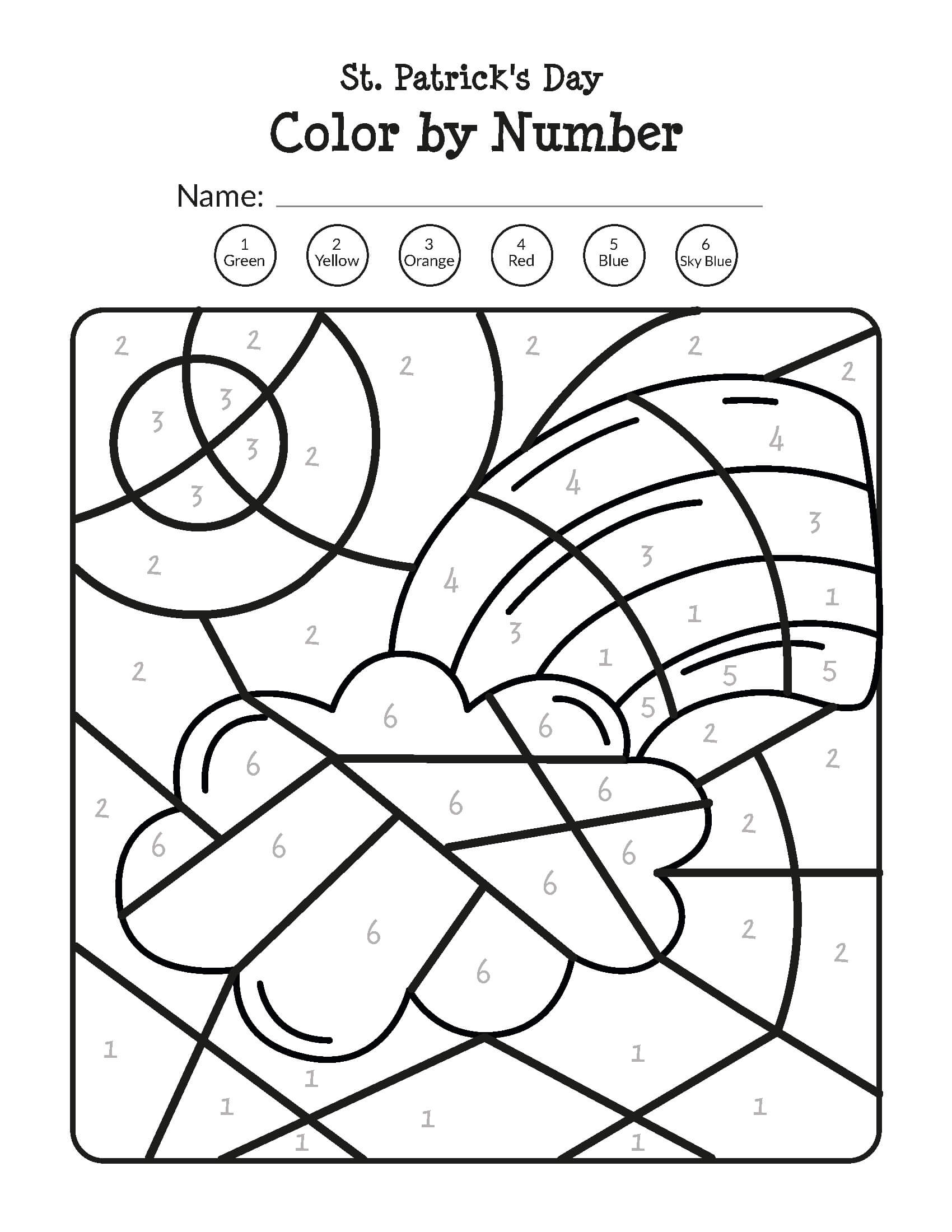 Coloriages gratuits de la Saint-Patrick par numéros