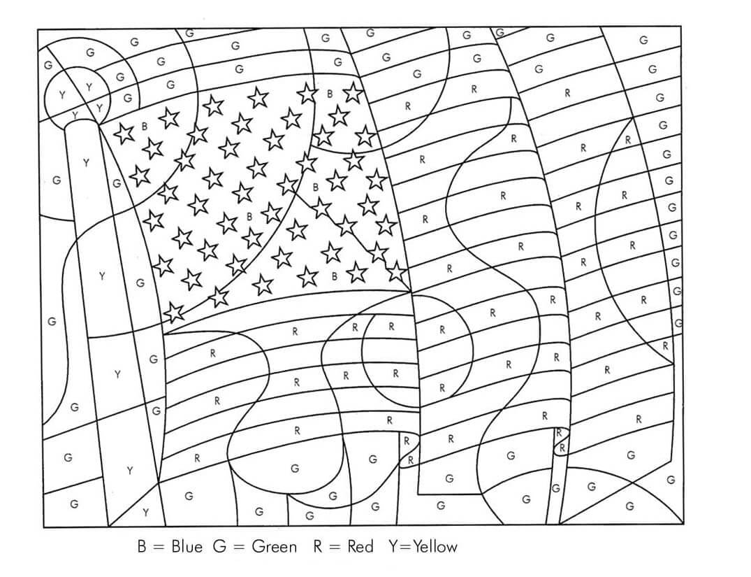 Coloriage Magique Drapeau Américain