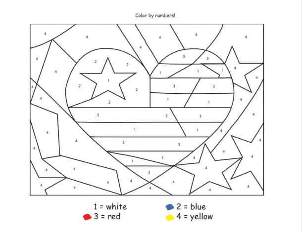 Drapeau américain de base Coloriage Magique