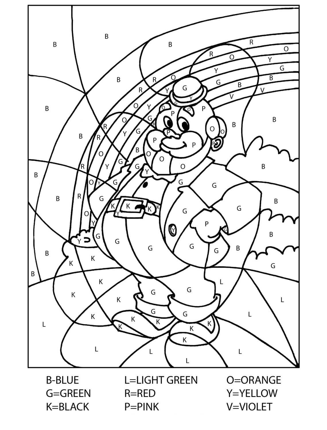 La Saint-Patrick avec un arc-en-ciel Coloriage Magique