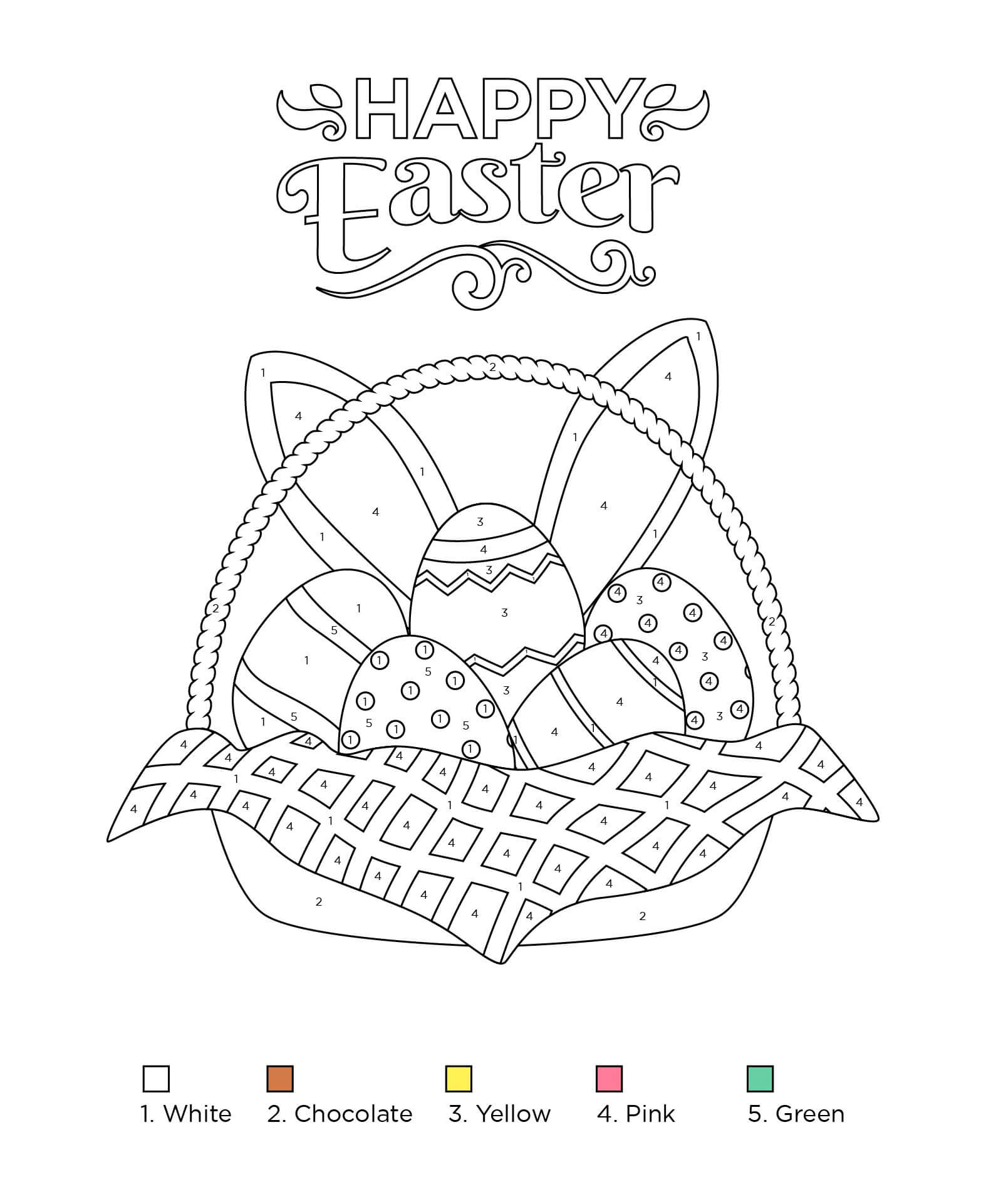 Magnifique panier de Pâques Coloriage magique