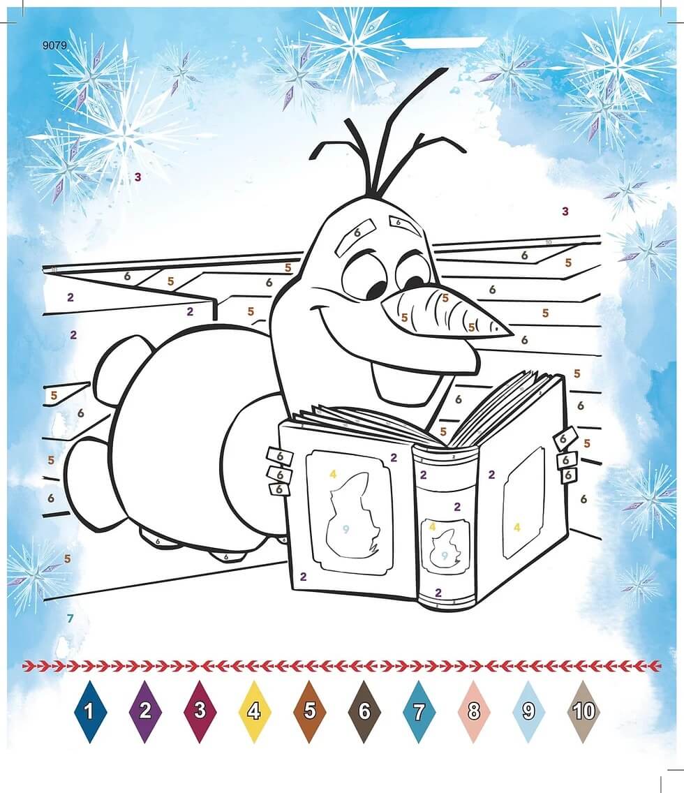 Olaf lit un livre Coloriage Magique