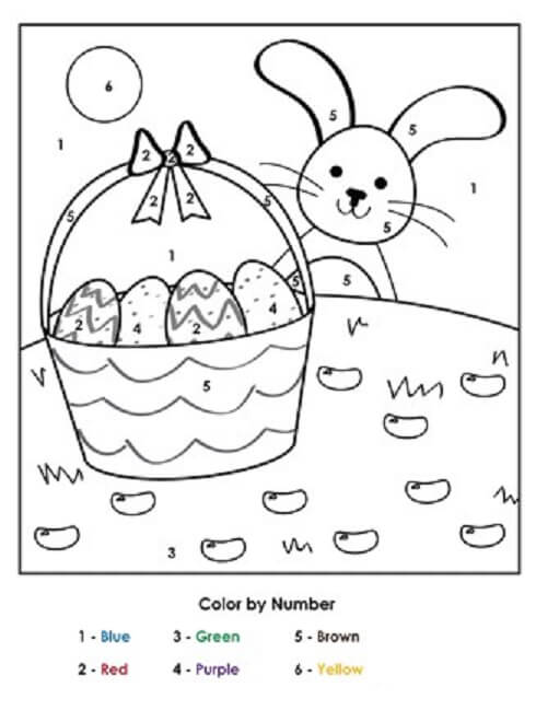 Superbe panier de Pâques Coloriage magique