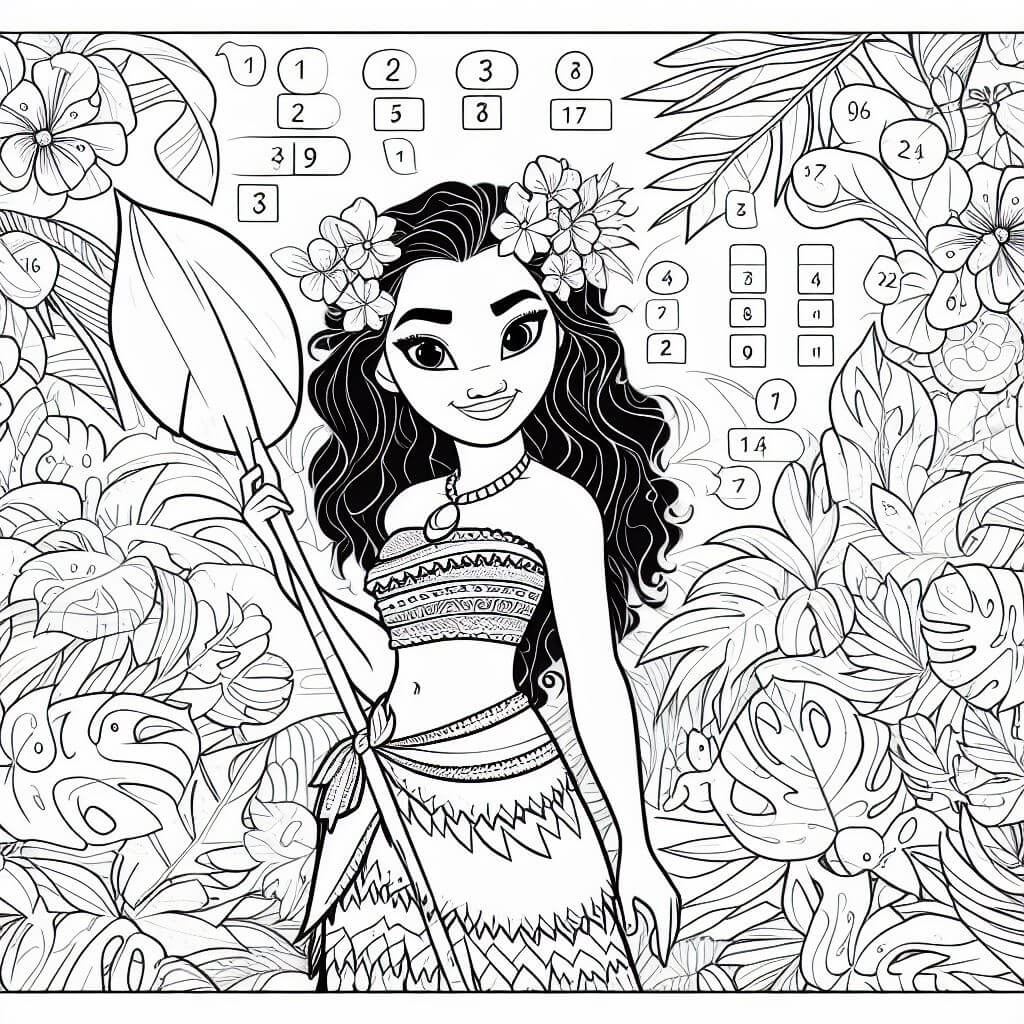 Belle Vaiana Coloriage Magique