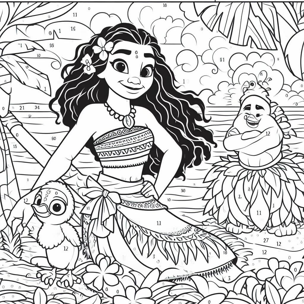Bonne Vaiana Coloriage Magique