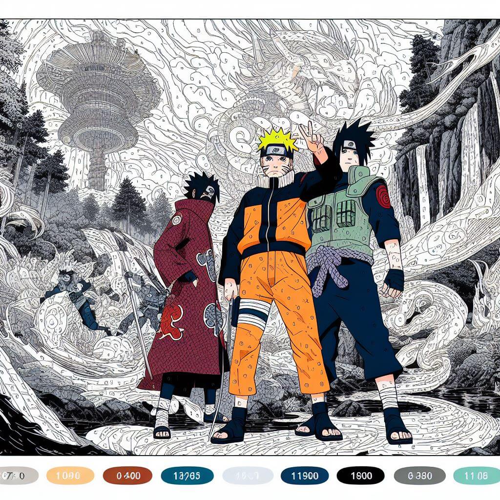 Cool Naruto et ses amis Coloriage Magique