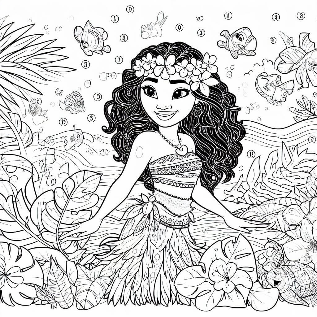 Douce Vaiana Coloriage Magique