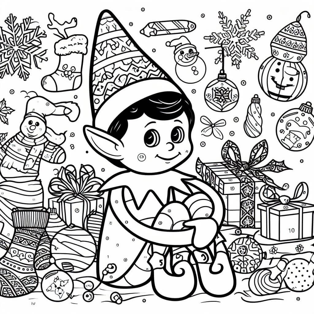 Elfe mignon sur l'étagère Coloriage magique