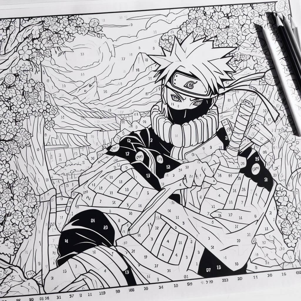 Kakashi de Naruto Coloriage Magique