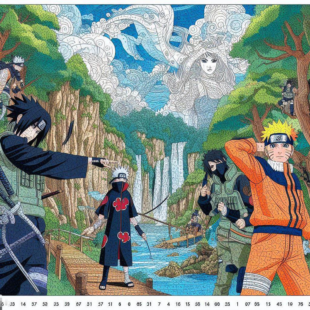 Naruto avec des amis Coloriage Magique