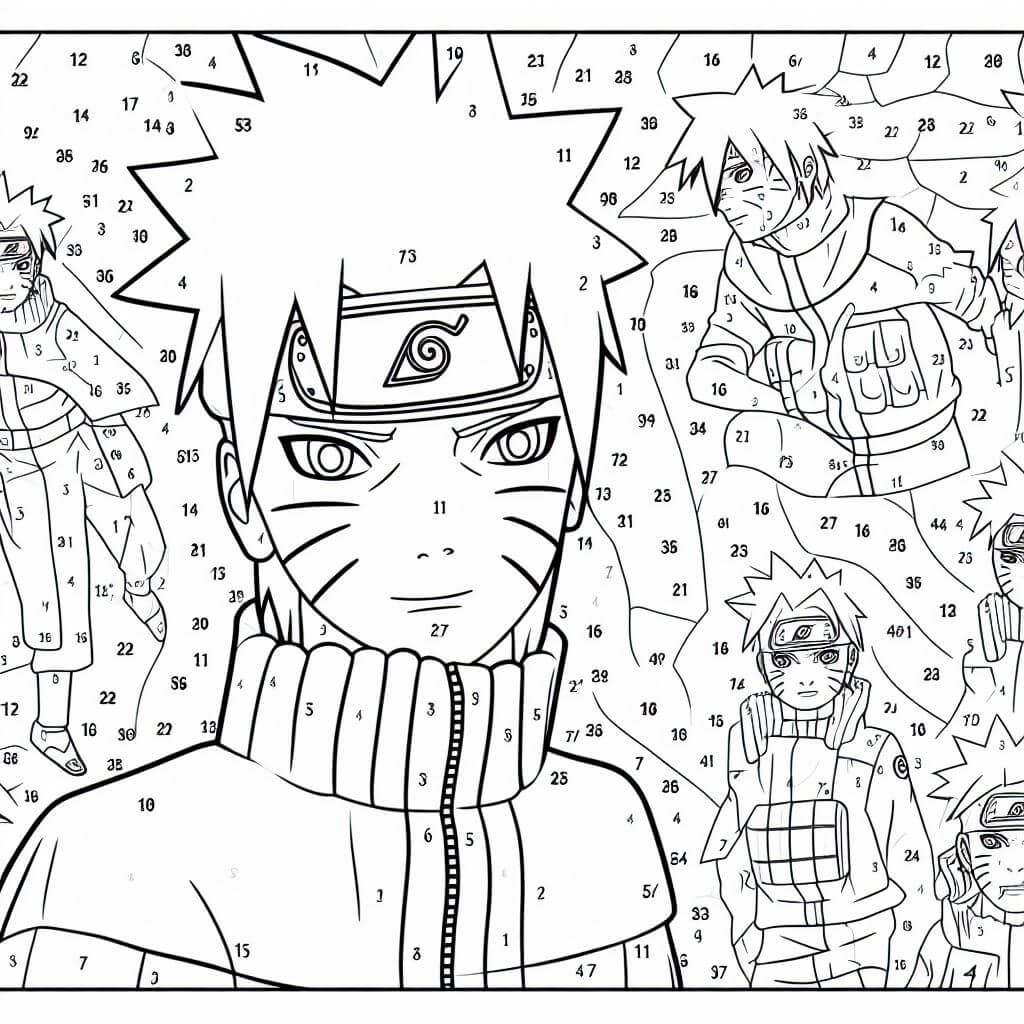Naruto souriant Coloriage Magique