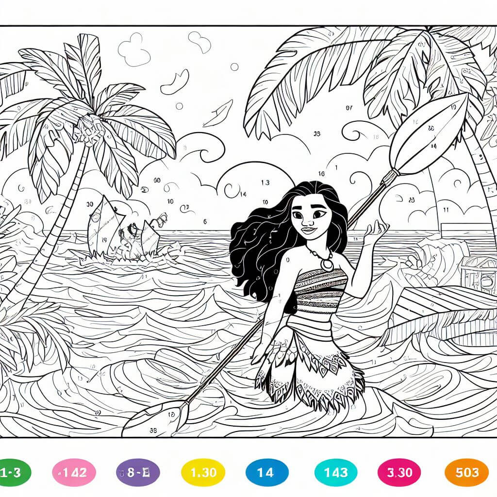 Superbe Vaiana Coloriage Magique