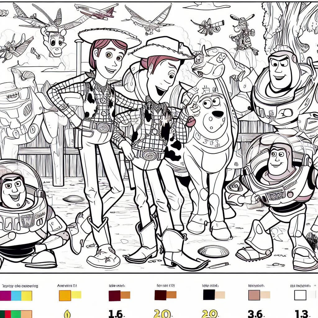 Toy Story dessiné à la main Coloriage Magique