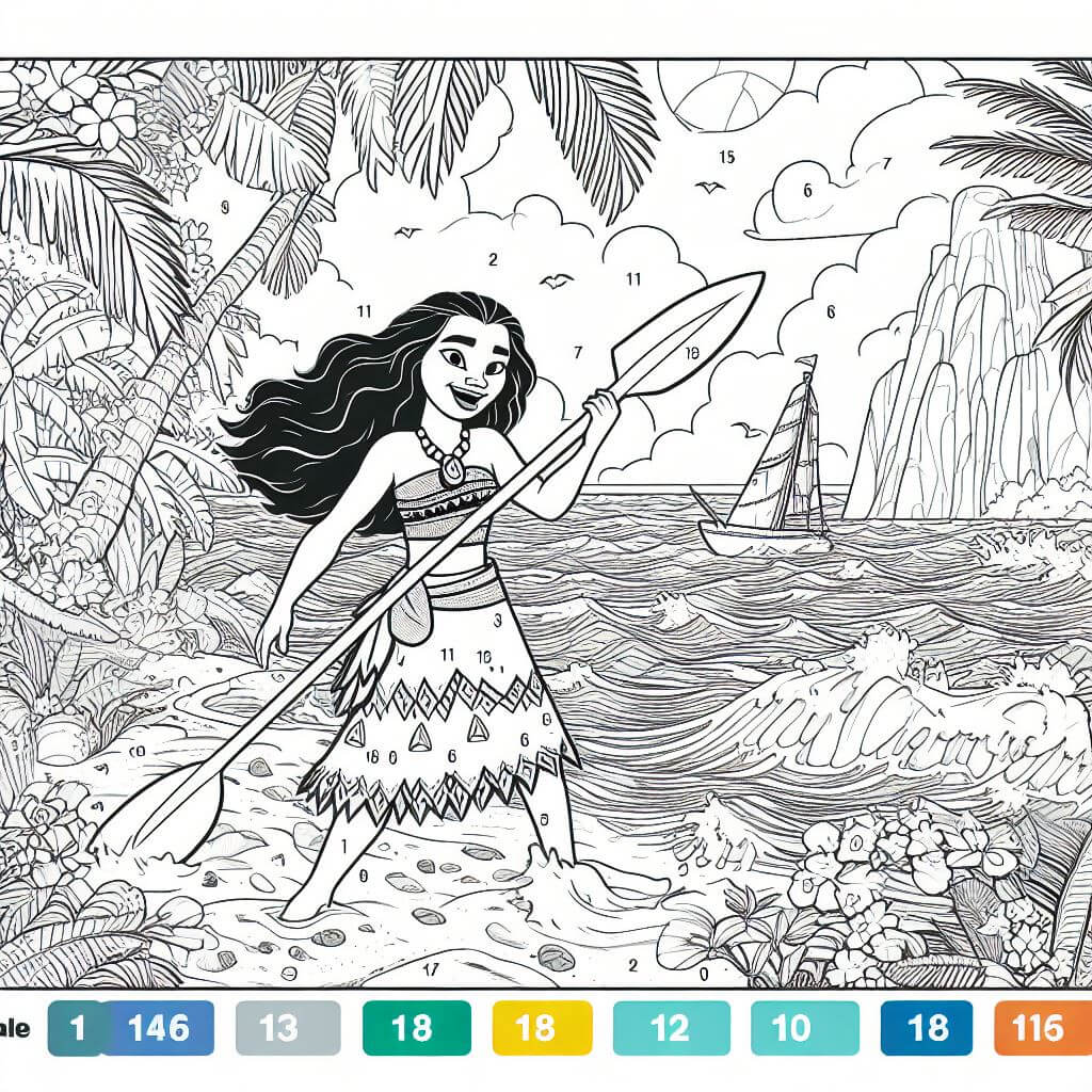 Vaiana amusante Coloriage Magique