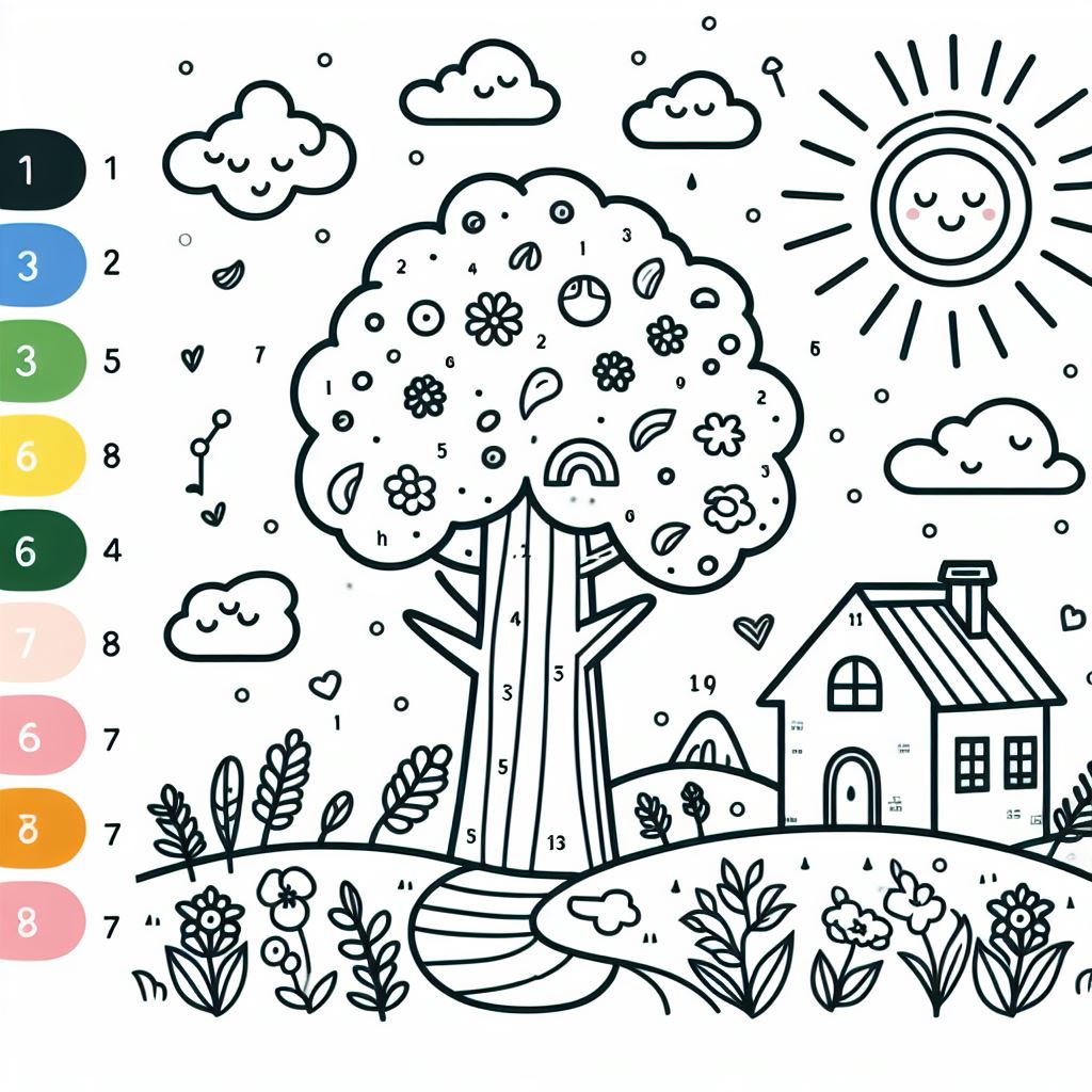 Arbre Cours préparatoire Coloriage Magique