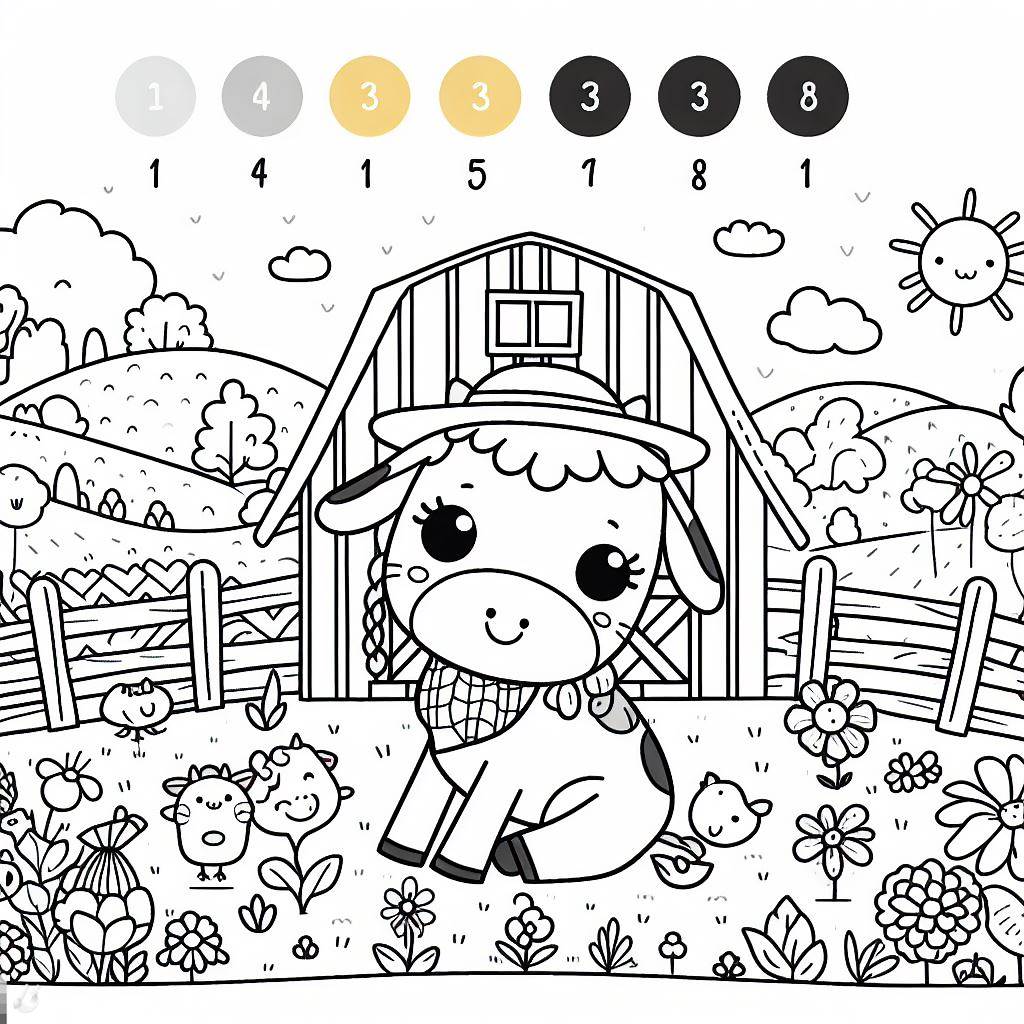 Vache Cours préparatoire Coloriage Magique