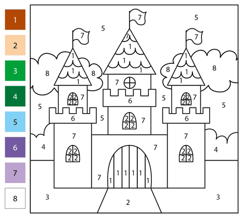 Château Coloriage Magique Pour Les Enfants
