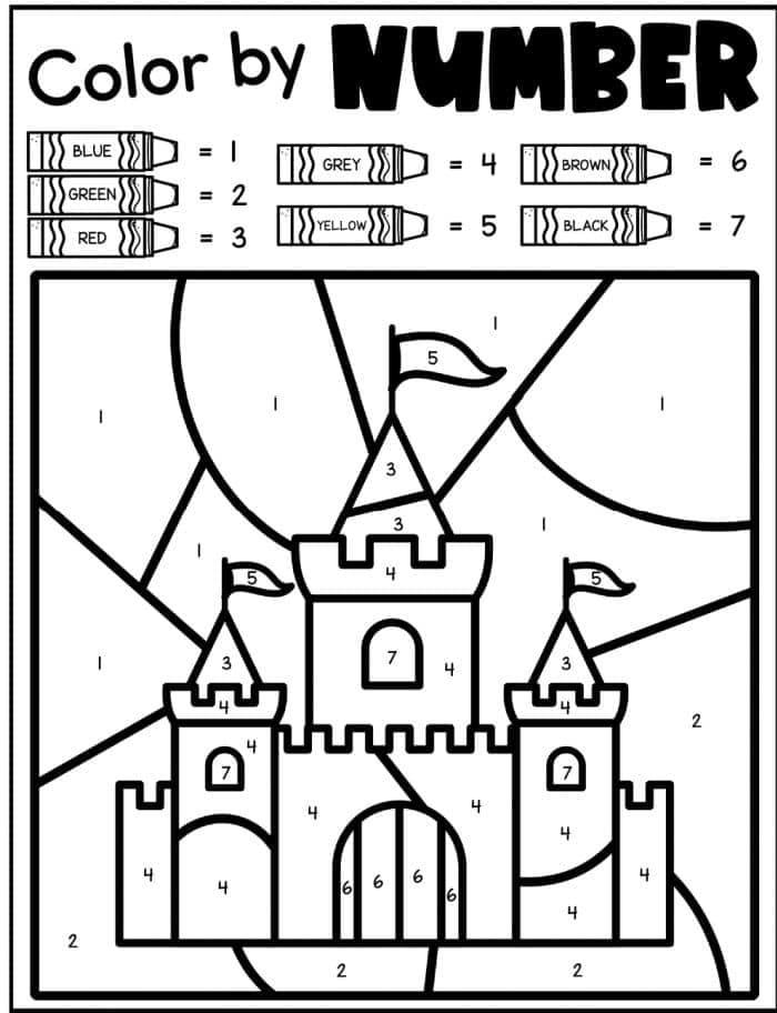 Gratuit Facile Château Coloriage Magique