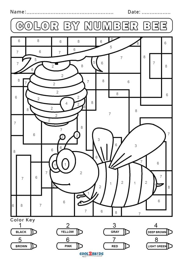 Abeille et ruche Coloriage Magique