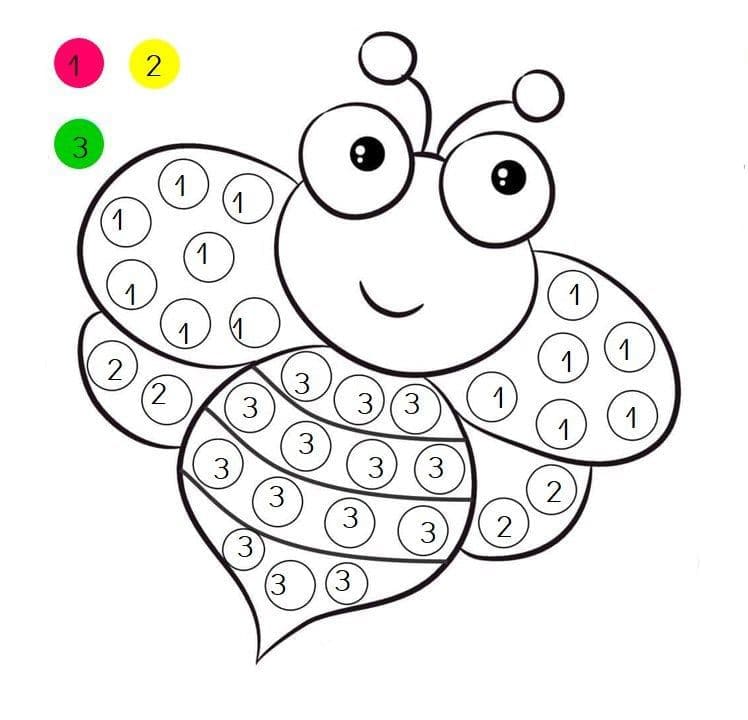 Abeille mignonne Coloriage Magique