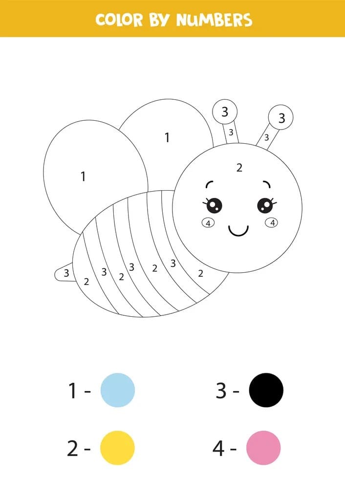 Abeille souriante Coloriage Magique