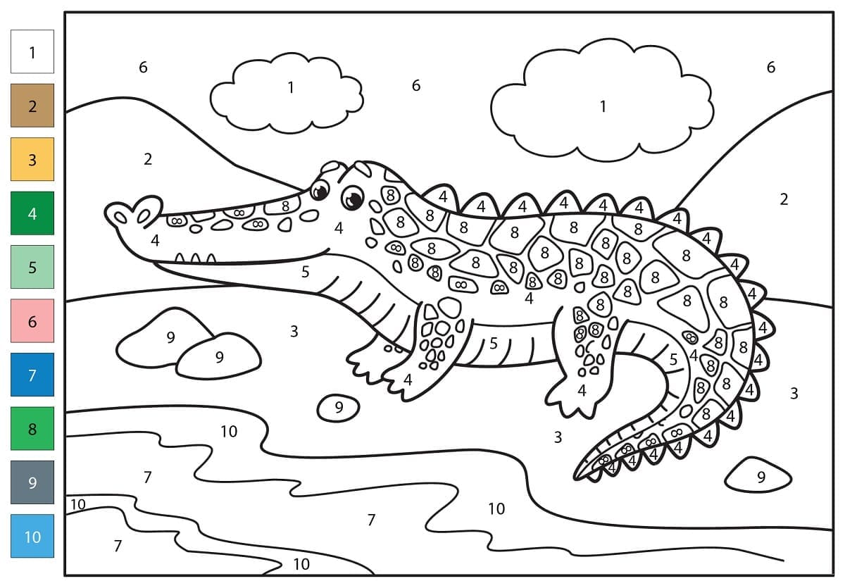 Alligator heureux Coloriage Magique