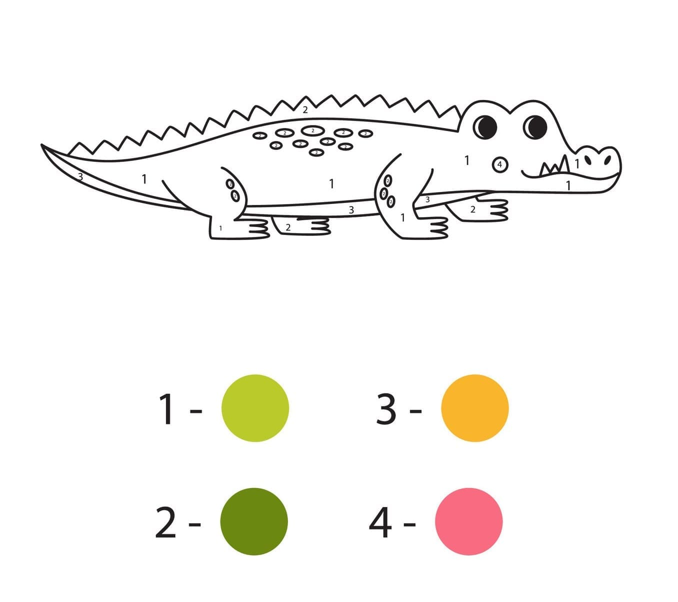 Alligator mignon Coloriage Magique