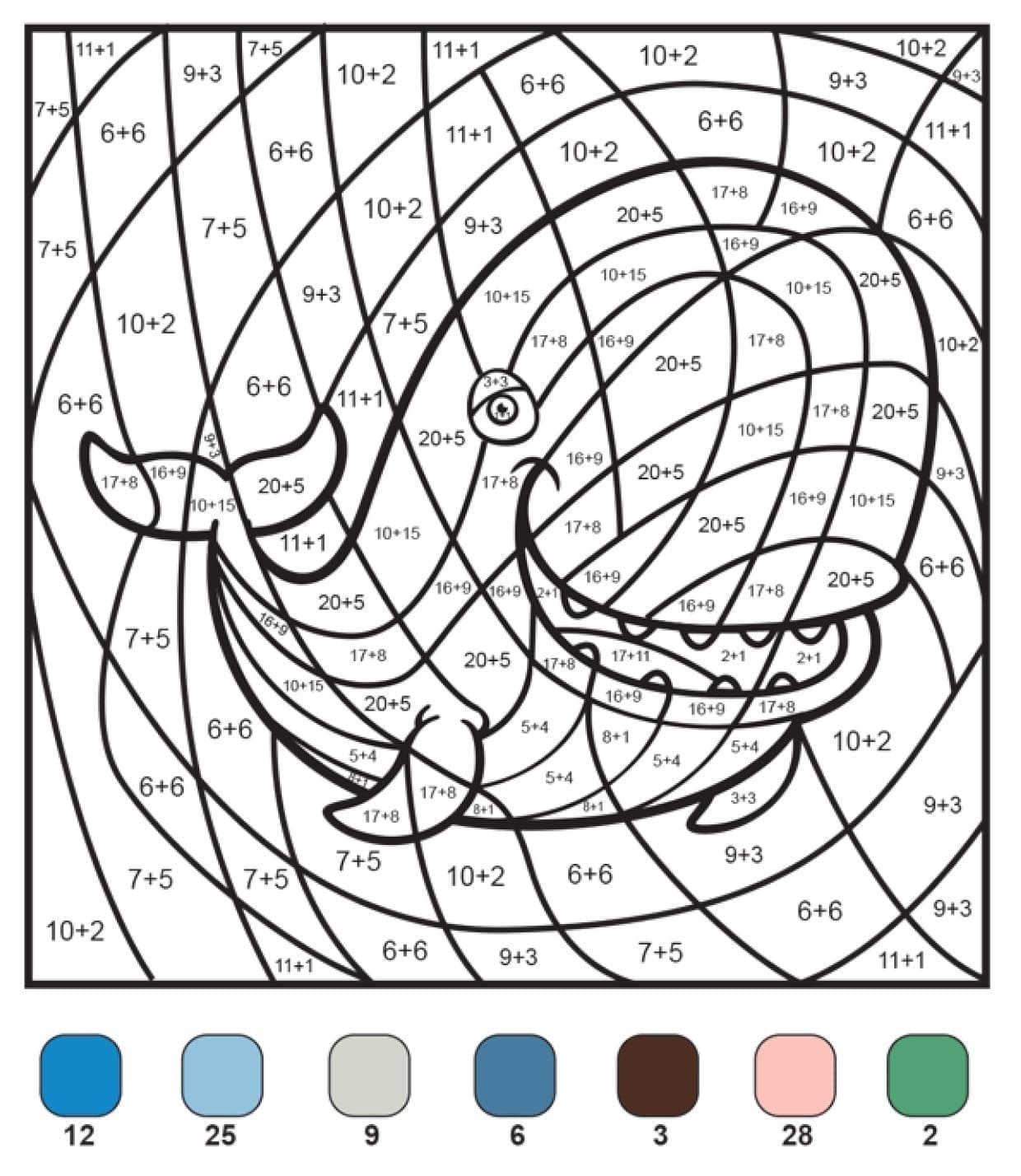 Baleine de dessin animé Coloriage Magique