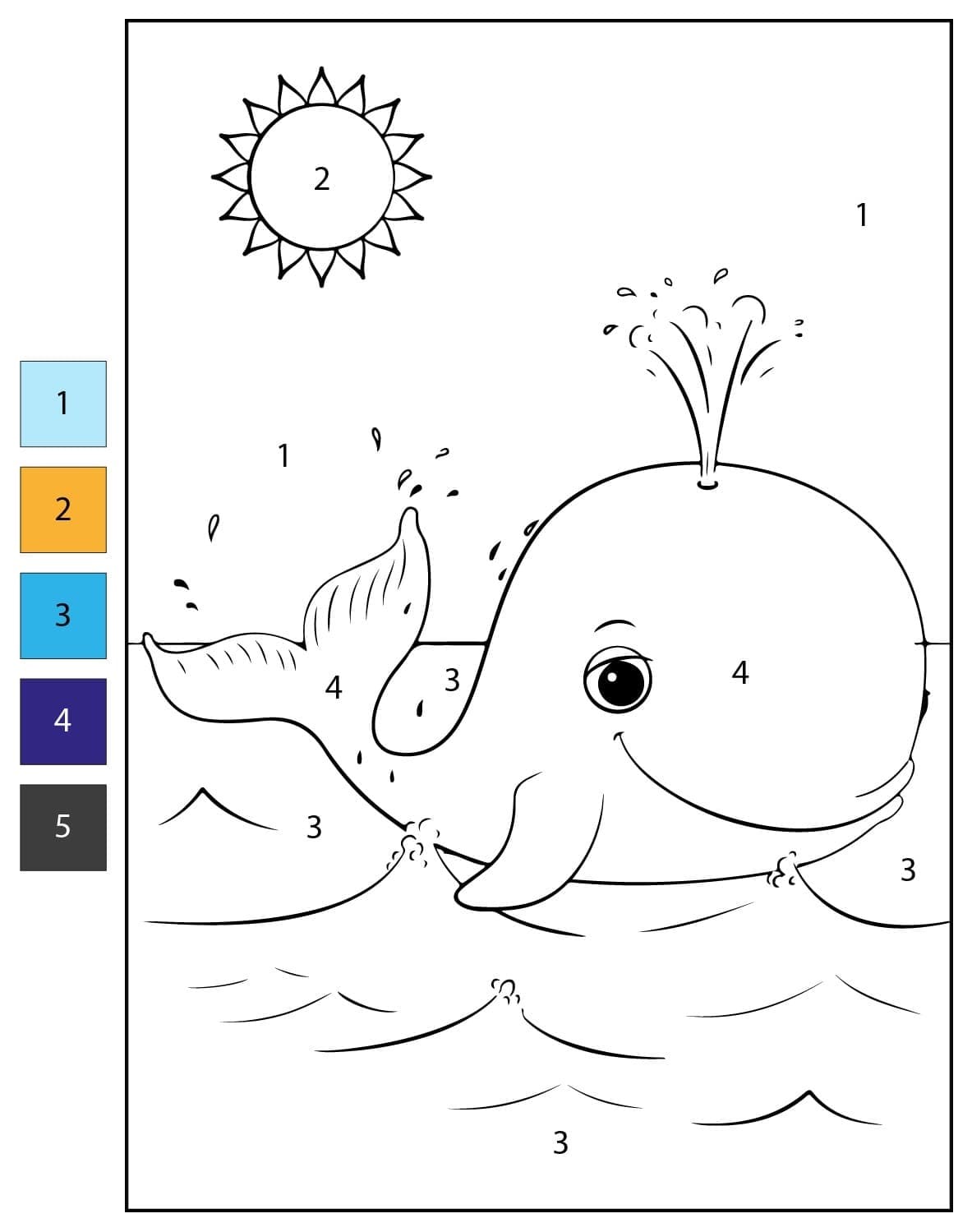 Baleine heureuse Coloriage Magique