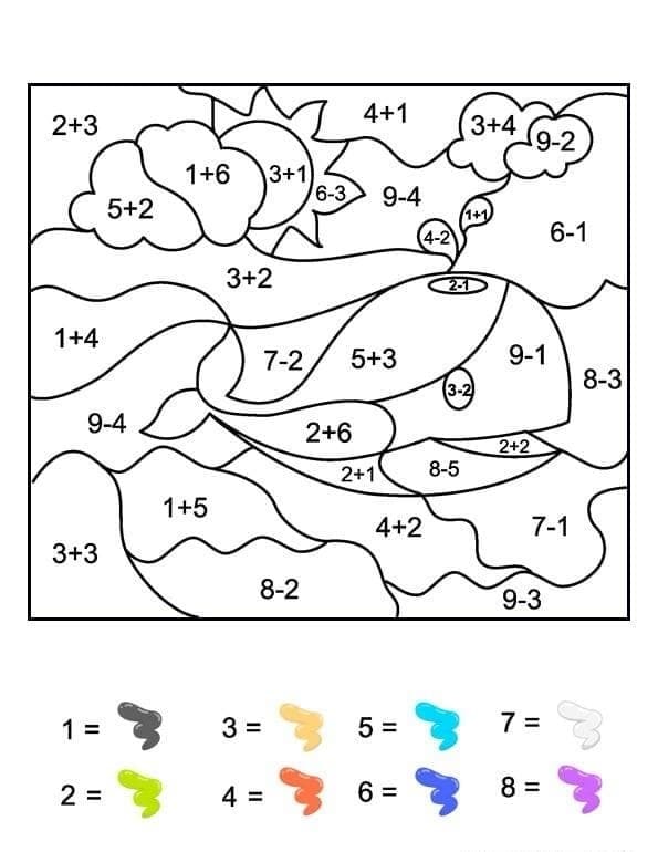 Baleine mignonne Coloriage Magique