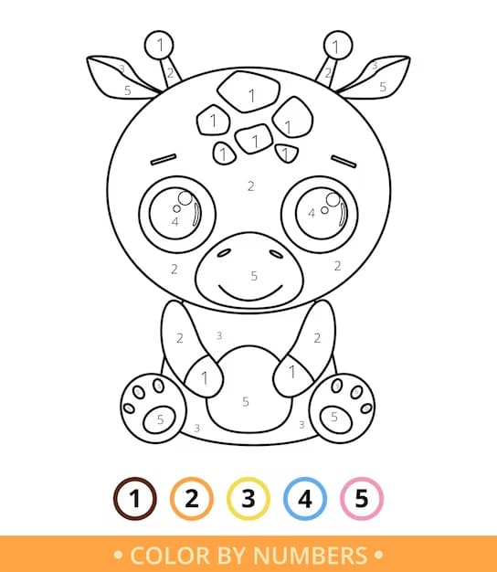 Bébé girafe Coloriage Magique