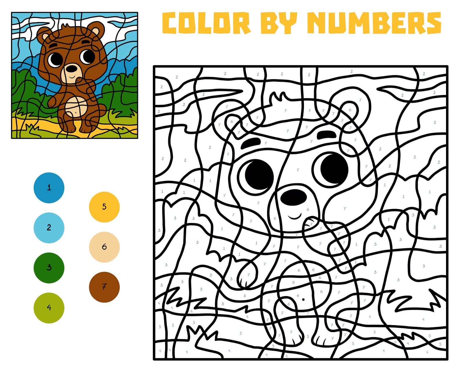 Bébé Ours Coloriage Magique